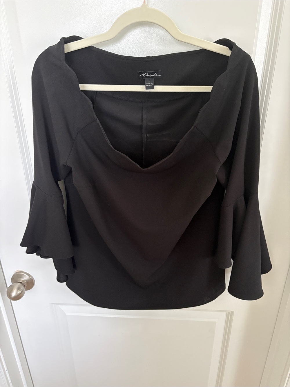 Dana Buchman Black Scoop Off The Shoulder Bell Sleeve Blouse